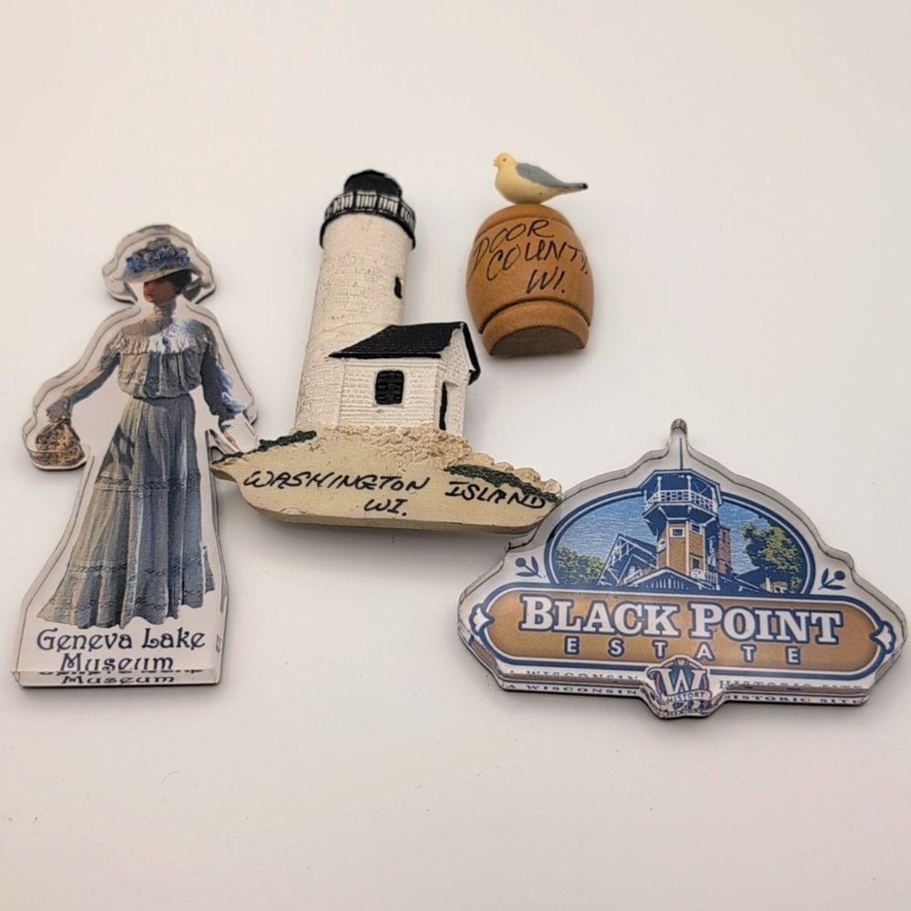 Lot of 4 Wisconsin kitschy refrigerator magnets souvenir